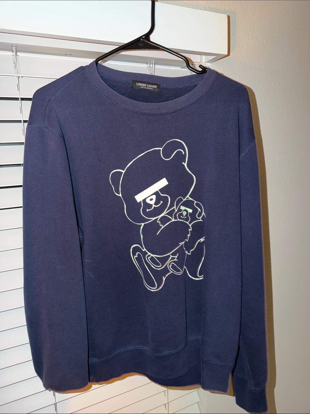 Undercover Navy Bear Outline Crewneck Sweater